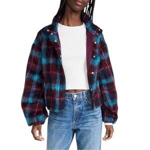 NWT Ramy Brook Arora Brushed Plaid Bomber Jacket size XS
